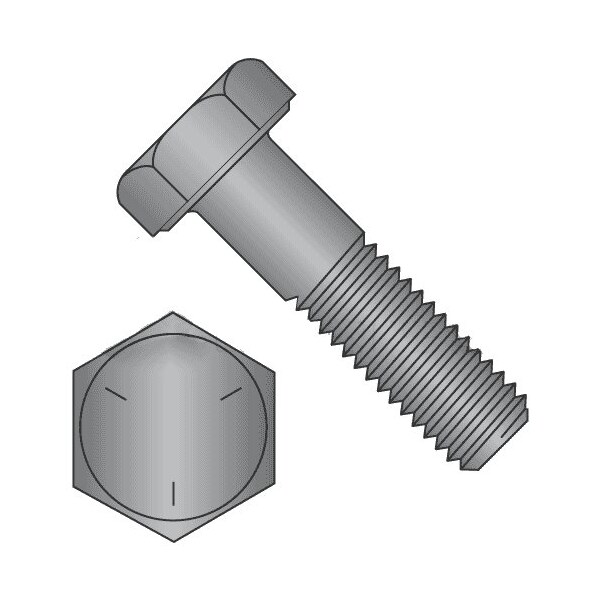 Newport Fasteners Grade 5, 1/4"-20 Hex Head Cap Screw, Plain Steel, 7/8 in L, 100 PK 752505-100 - main